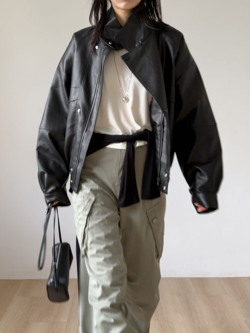 Lehman Leather Over Fit Blouson Jumper