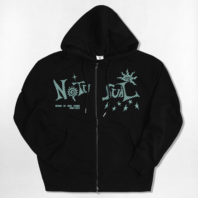 NOTUSUAL（ノットユージュアル）の「Dot Symbol Font 2way Zip-Up Hoodie - 4COLOR（Tops）」