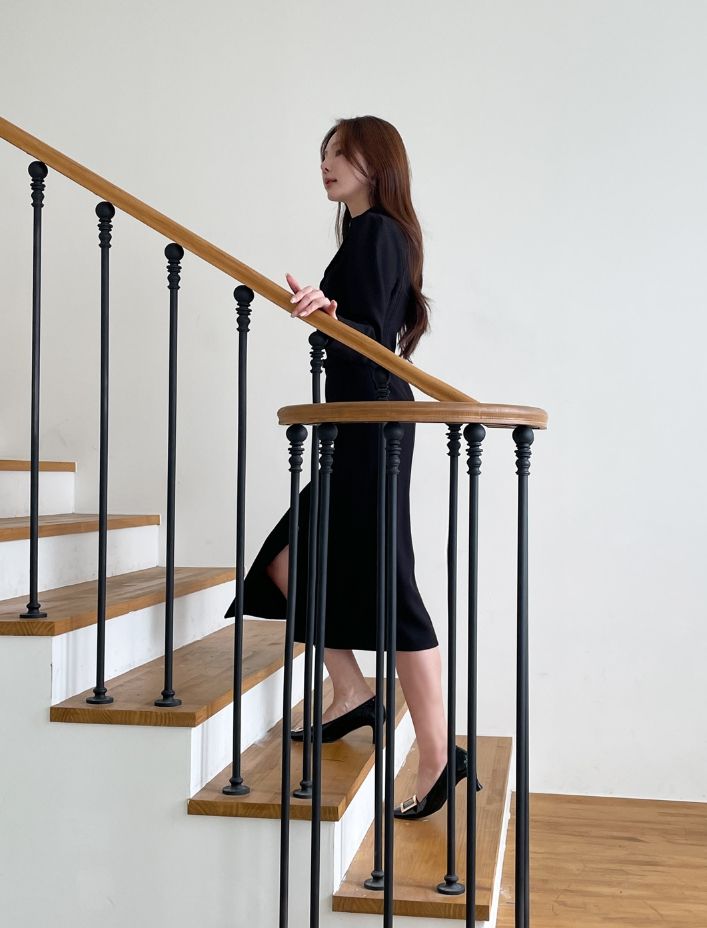 26FW★ ロイセル カラー ボタン Hライン ロング ワンピース (Belt Set)