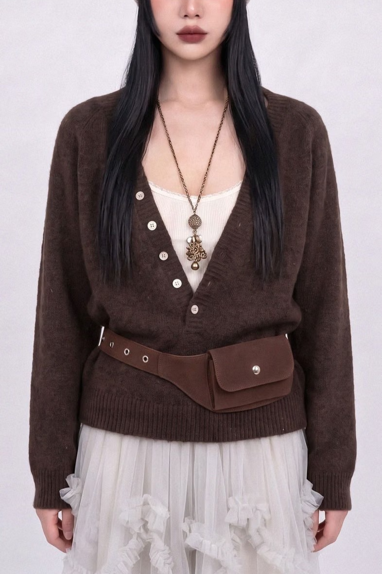 BUTTON-ACCENTED V-NECK KNIT (7COLORS!)