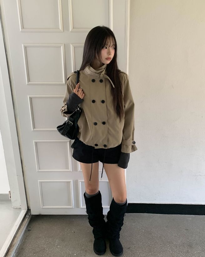 Monic High-Neck Buckle Trench Jacket
