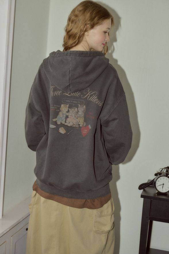 26FW★ [2-WAY] Crying Kitty Pigment Hood Zip-Up