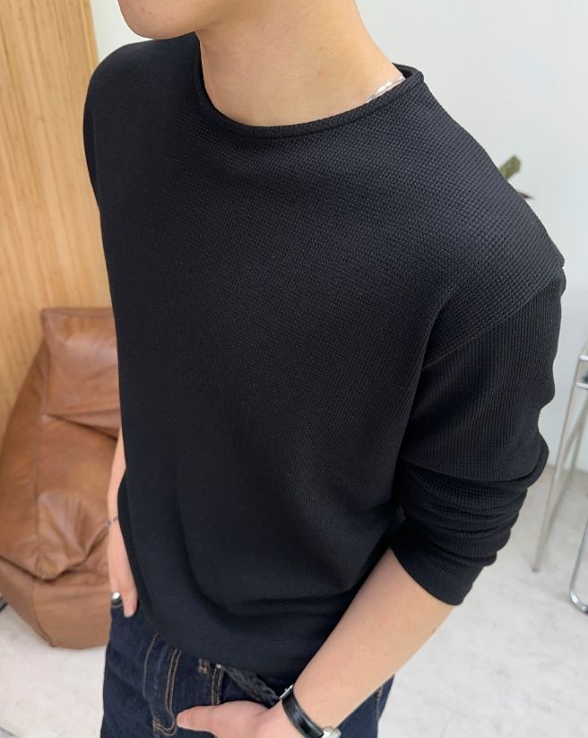 Crew Waffle Crop Long Sleeve
