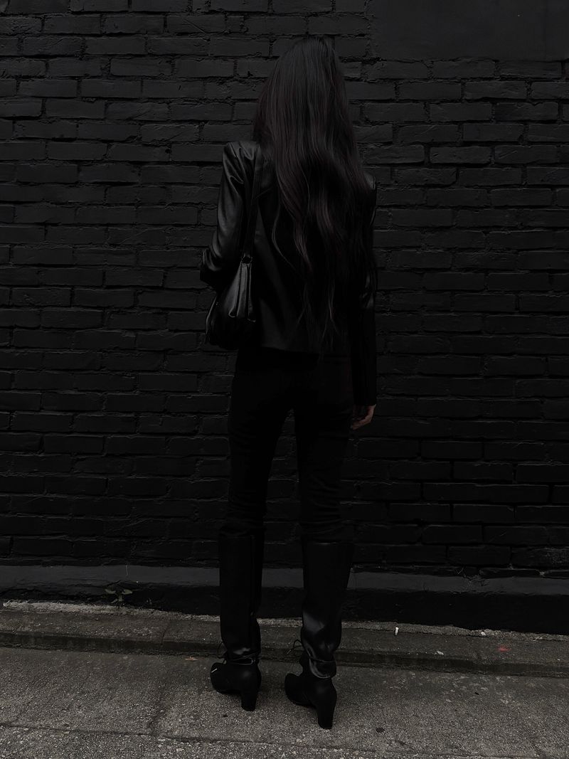 slim leather button jacket