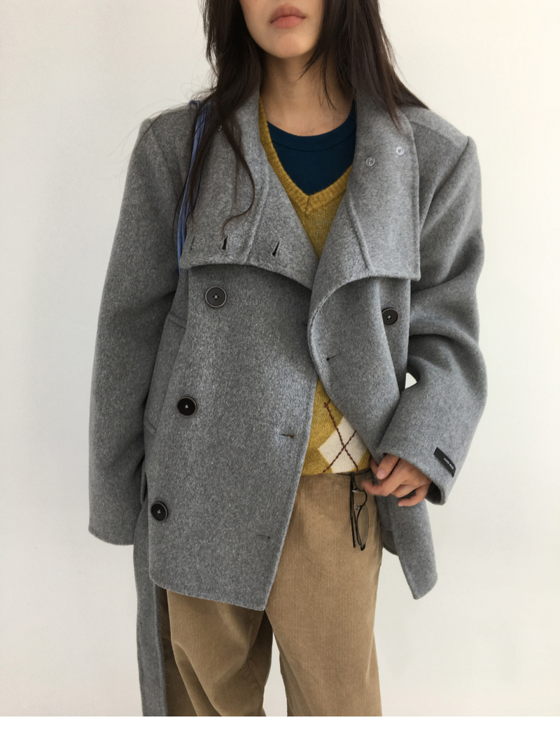 ハショ ファンネルネック ハーフ コート (2color)