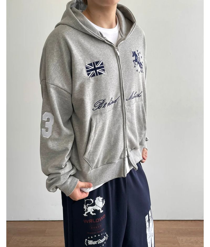 Spur Embroidery Hood Zip-up