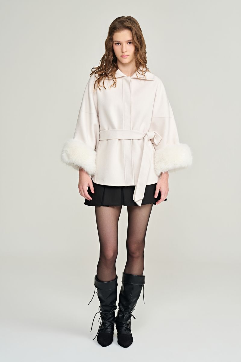 Bell australian wool cape coat, Ivory