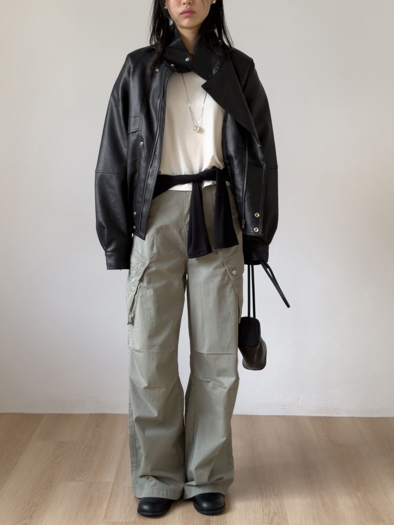 Lehman Leather Over Fit Blouson Jumper