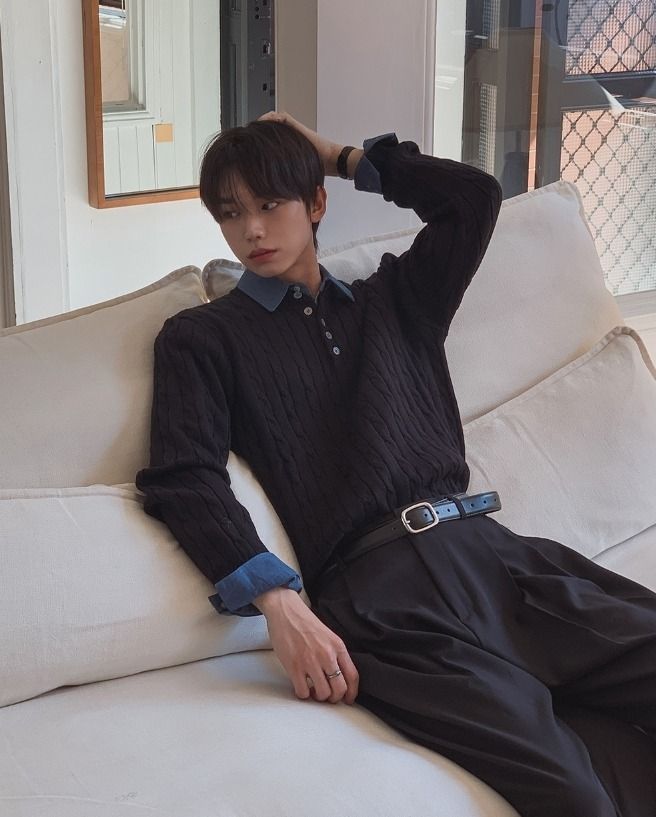 [UL] Mua Cable Henley Neck Basic Knit