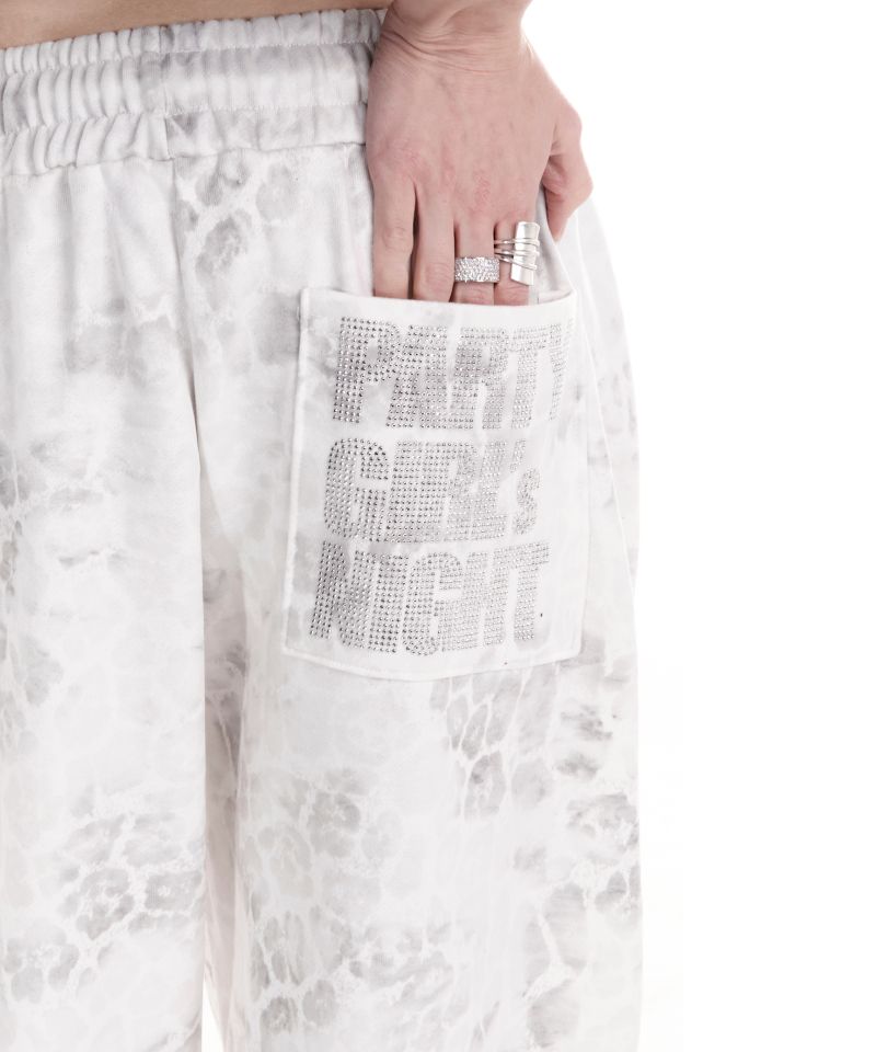 PARTY GIRL HOTFIX SET SWEATPANTS WHITE LEOPARD
