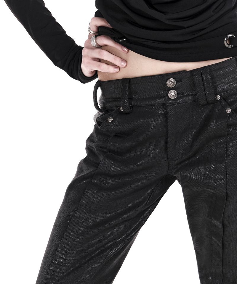 VAMP SLIM BOOTCUT DENIM PANTS GLITTER BLACK