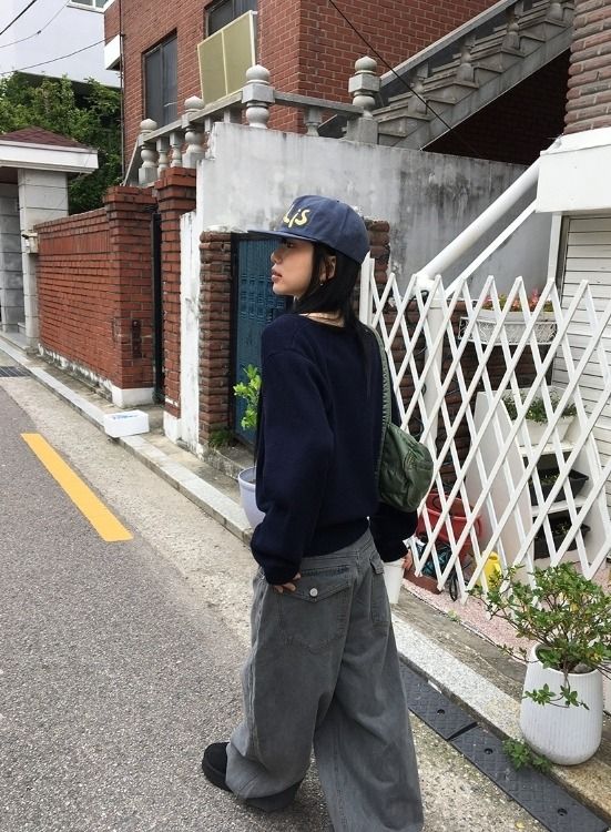 グロ バックポケット デニム ワイド パンツ