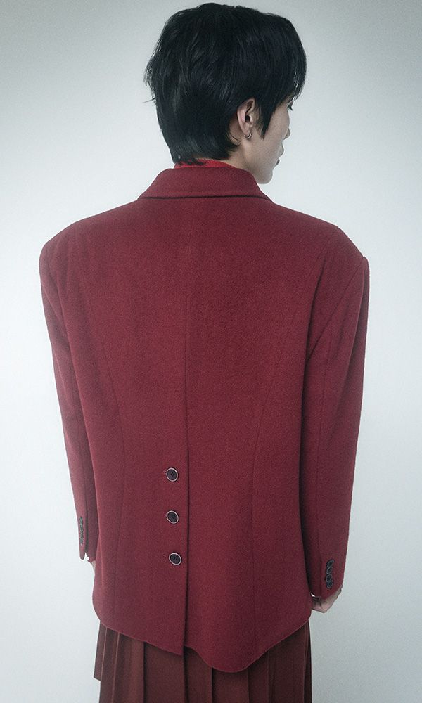 Back Button Single Jacket Burgundy