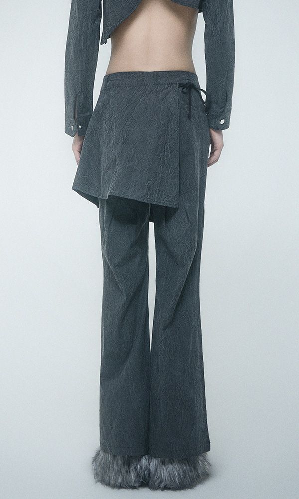 Wrinkle Wrap skirt pants Charcoal