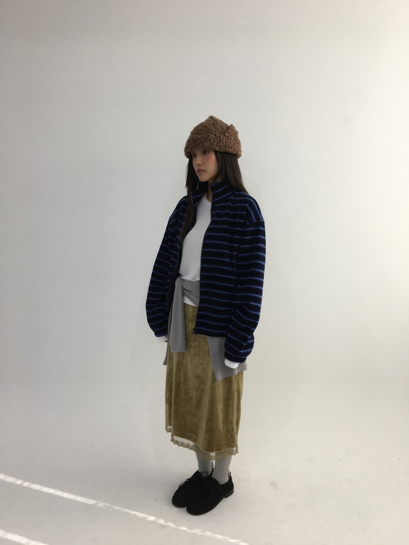 Hippo Stripe Fleece Zip-up (3color)