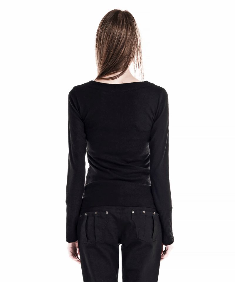 8-BUTTON HENLEY TOP BLACK