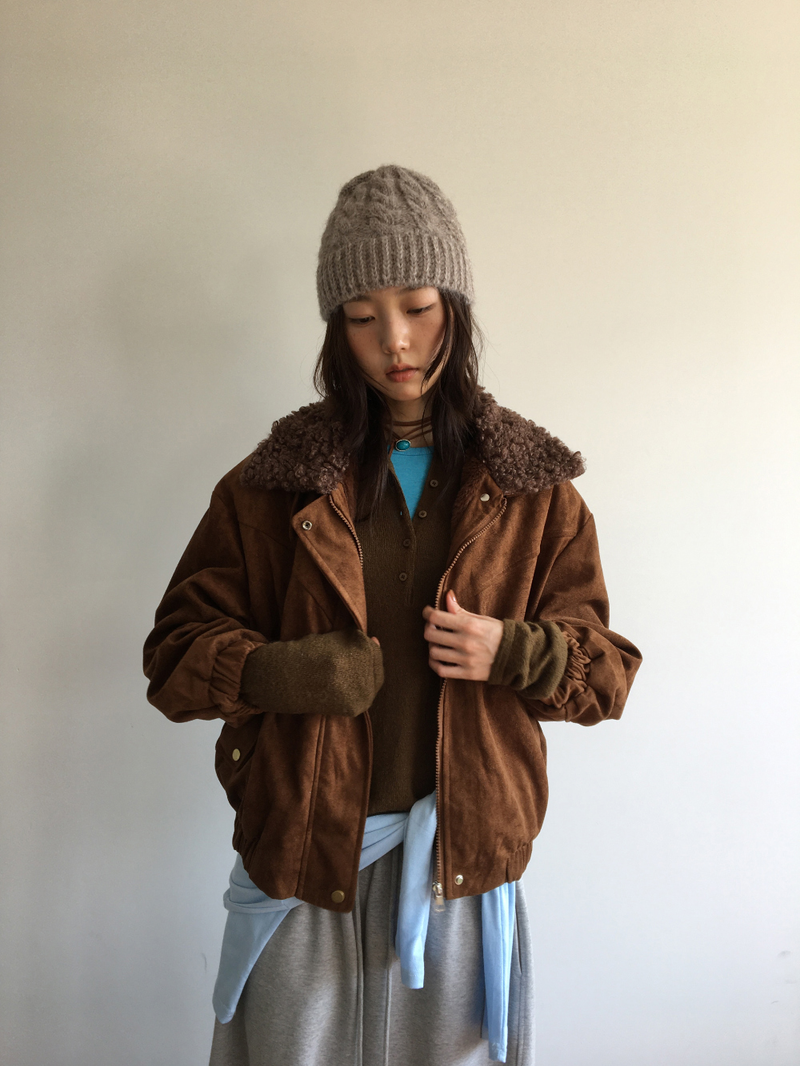 Roya Suede High-Neck Blouson (3color)