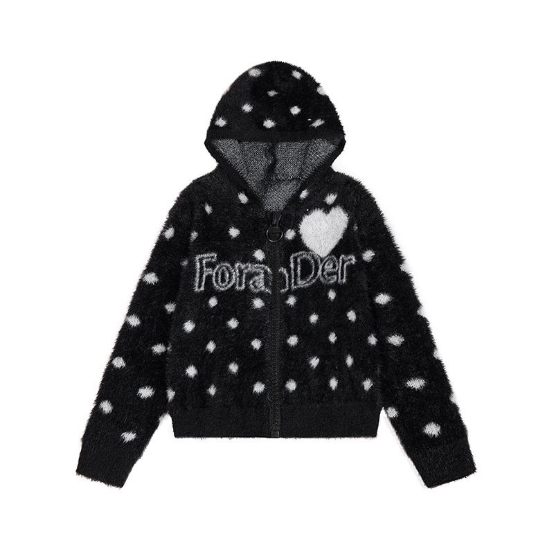 Cozy&Kitsch（コージーアンドキッチ）の「フォラ ハート ドット ニット フード ジップアップ（ジャケット/アウター）」