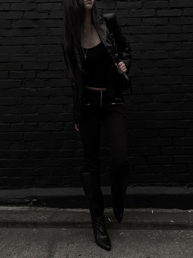 slim leather button jacket