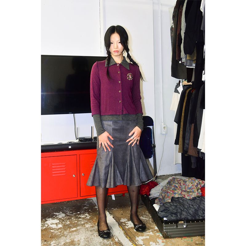 KNITTED LAYERED BUTTON LOOP SHIRT