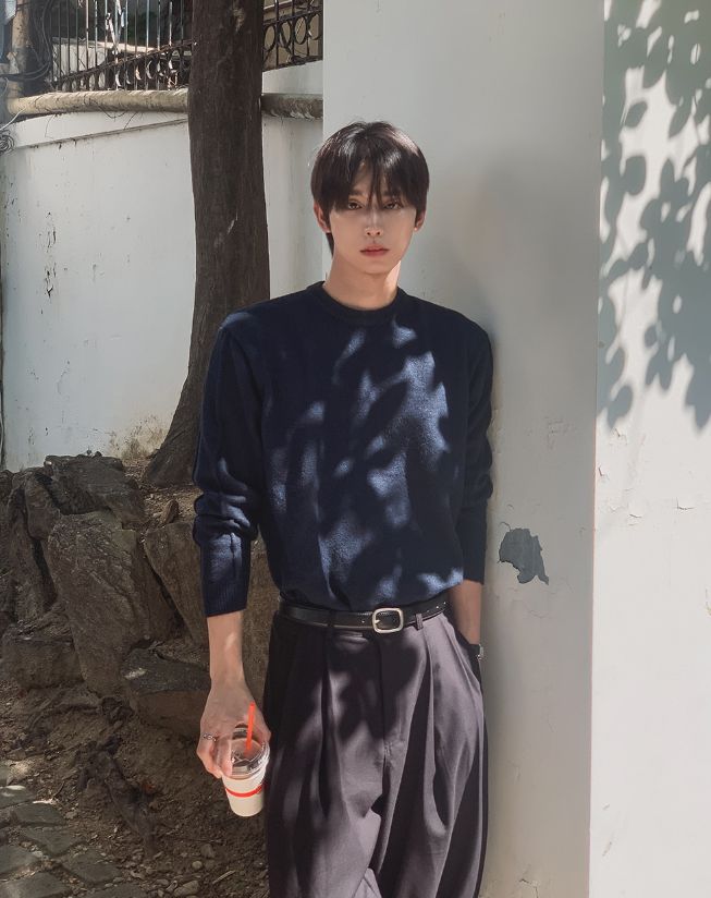Daol Line Washable Semi-Crop Round Knit