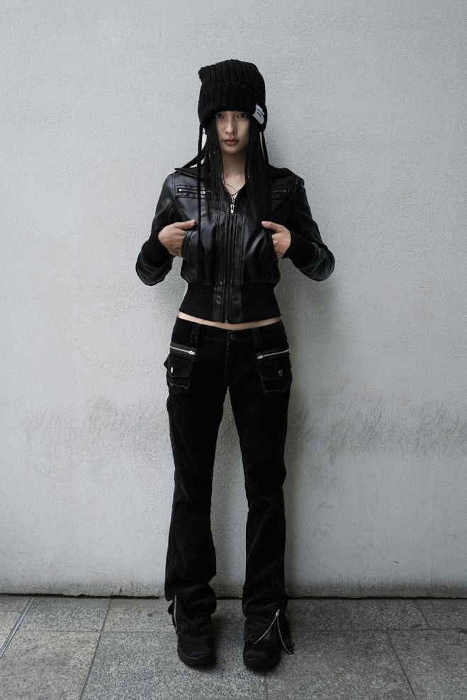 26FW★ VENOM CROP RIB LEATHER JACKET