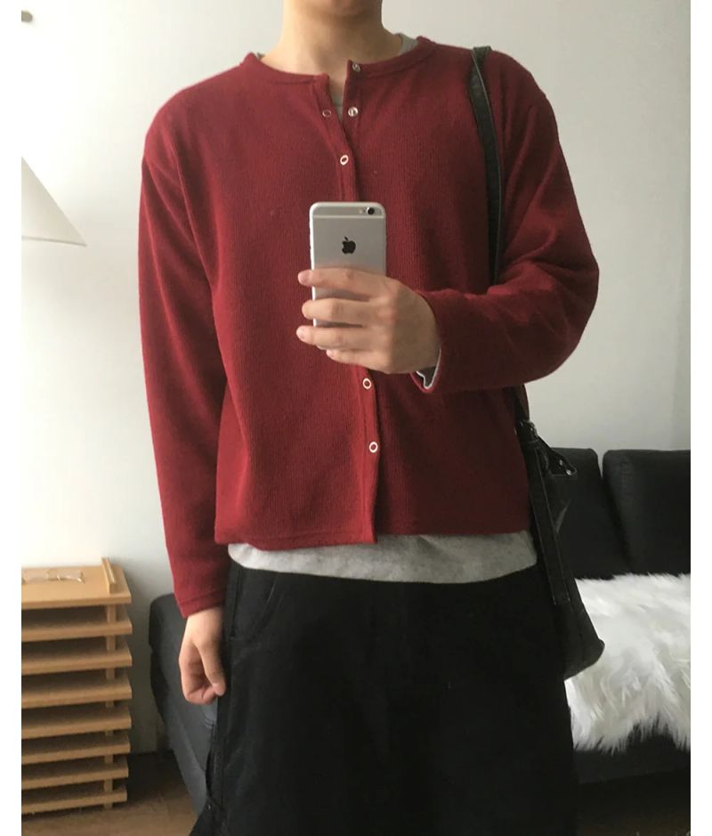 Fleck Cropped Knit Cardigan