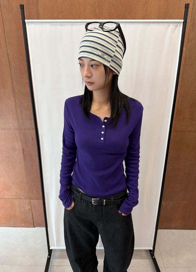 HENLEY BUTTON LONGSLEEVE