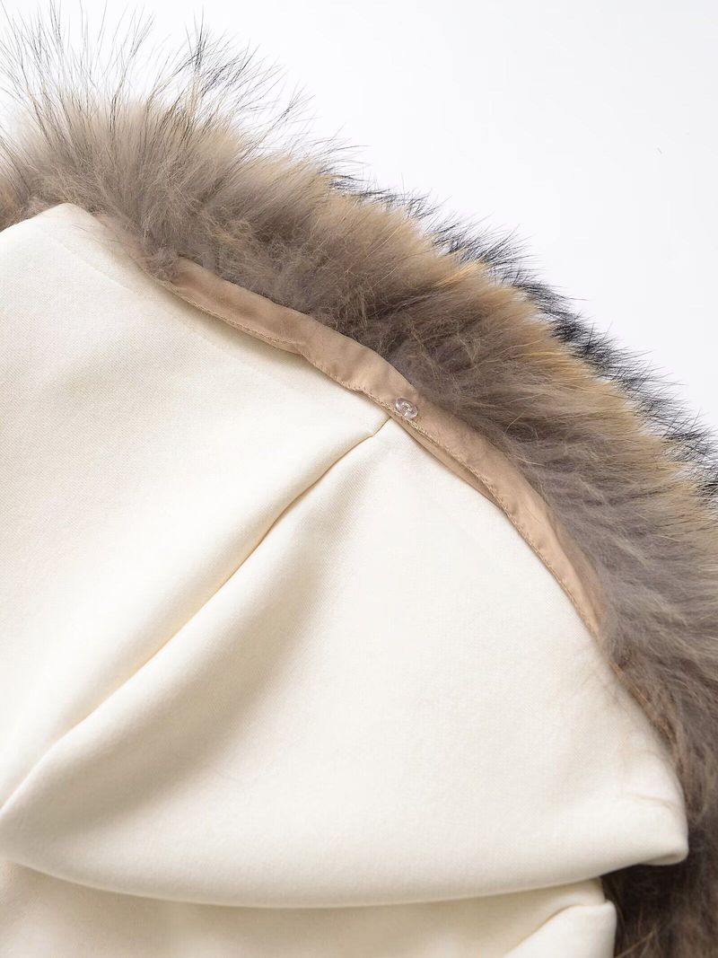 Basic Fur Hooded Zip-up