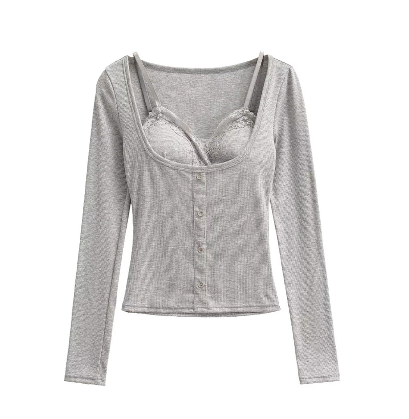 Roella Lace Button Slim Cardigan