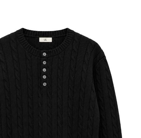 [UL] Mua Cable Henley Neck Basic Knit