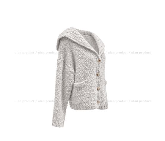 Bebe Sailor Collar Boucle Knit Cardigan
