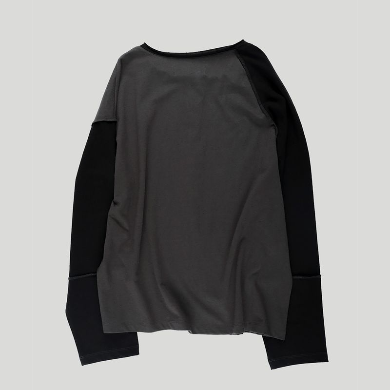 DISTRESSED SLIP NECK BUTTON TOP