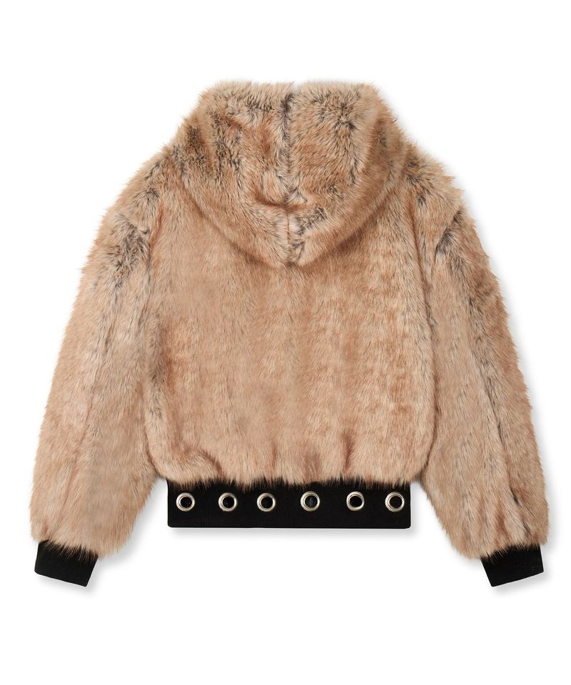 Leather Reversible Fur Crop Jacket - Black