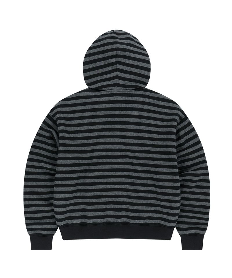 STRIPE FUR HOOD ZIP-UP_BLACK