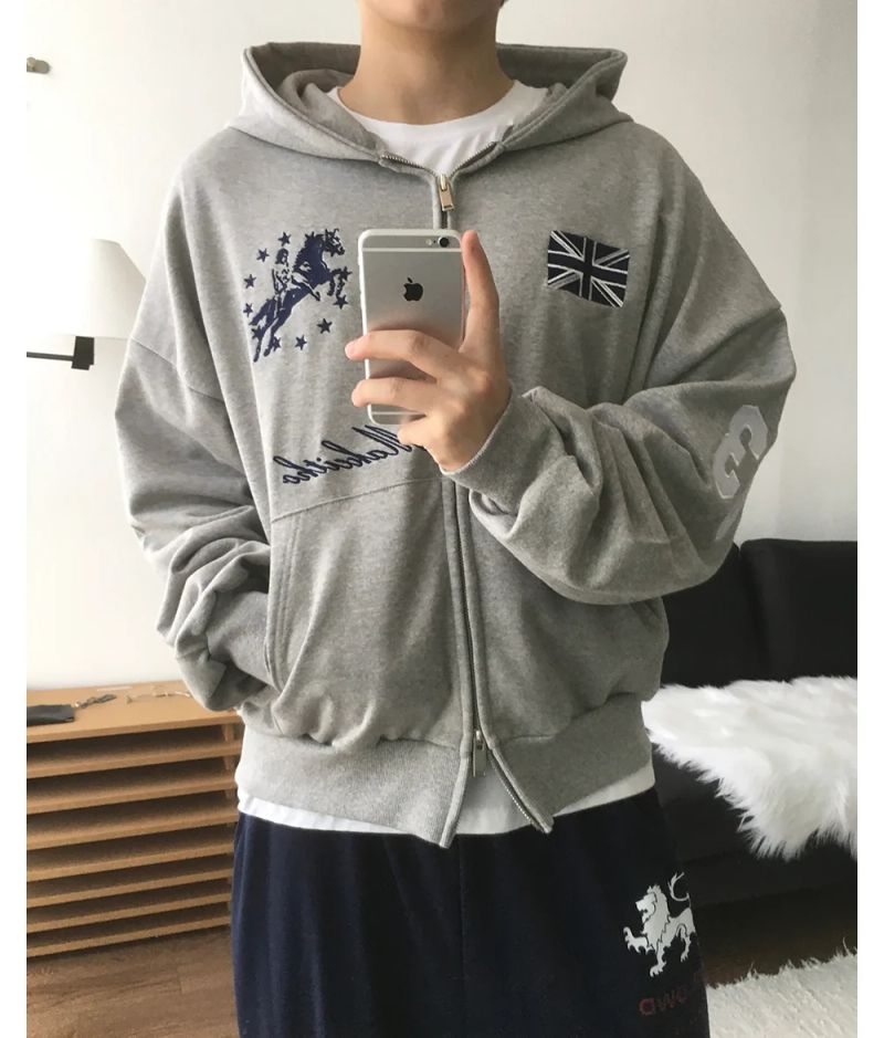 Spur Embroidery Hood Zip-up
