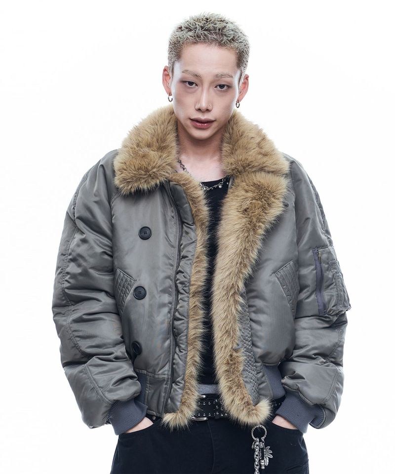 EASY NO EASY(イージーノーイージー)の「Heavy Cropped MA-1 Jacket - Khaki(Jackets/Outerwear)」