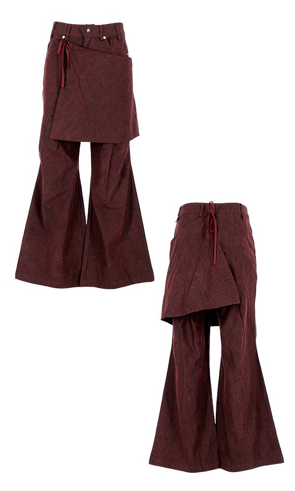 Wrinkle Wrap skirt pants Burgundy