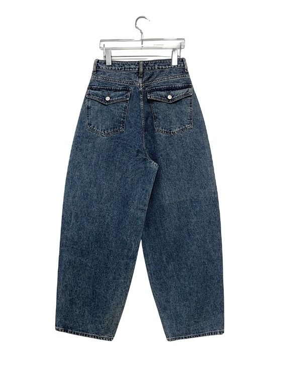 グロ バックポケット デニム ワイド パンツ