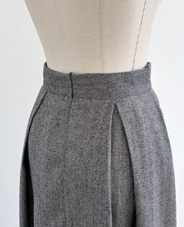 Nortel Pintuck Herringbone Flare Long Skirt