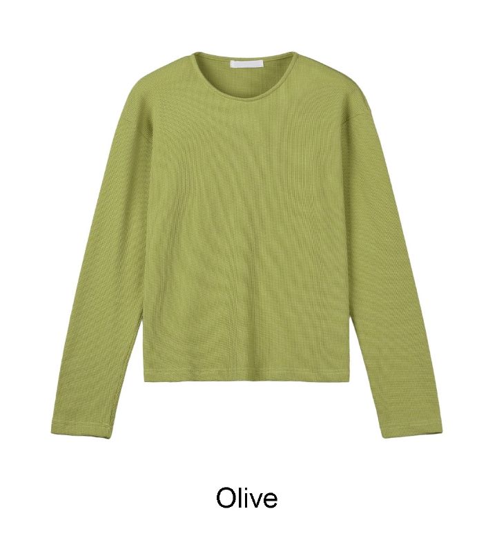 Crew Waffle Crop Long Sleeve