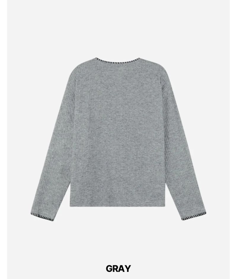 Stitched Henneck Cropped Knit