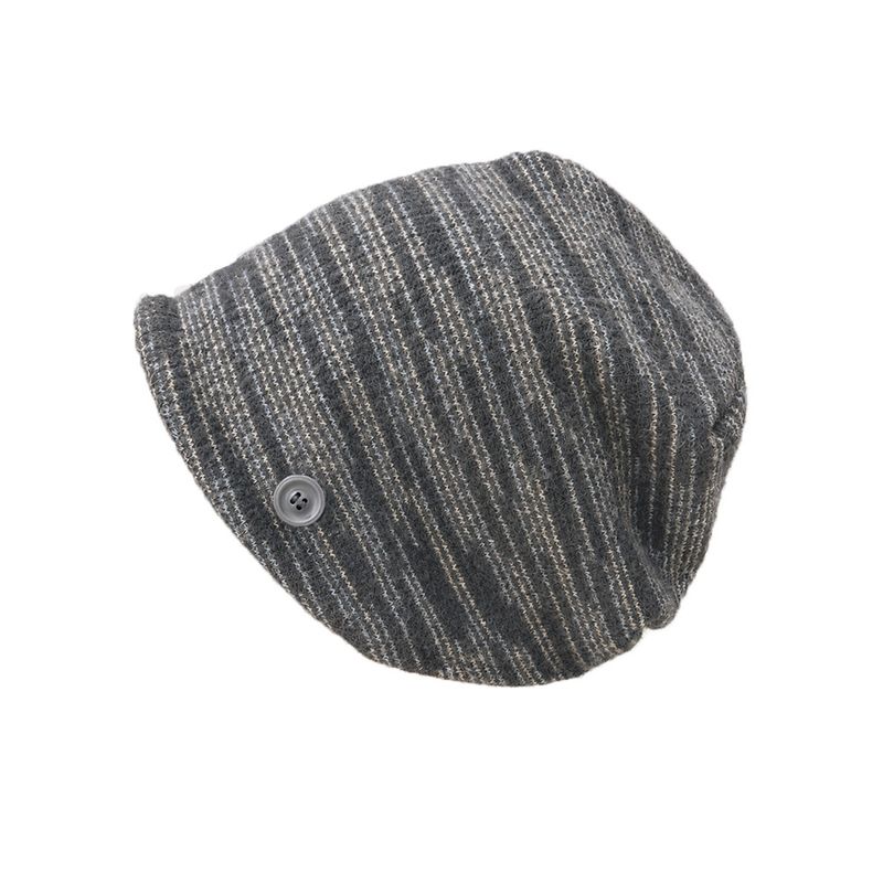 FUZZY BUTTON BEANIE [GRAY]