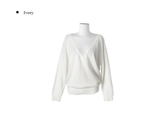 Nubi Deep V-Neck Loose Fit Layered Button Knit