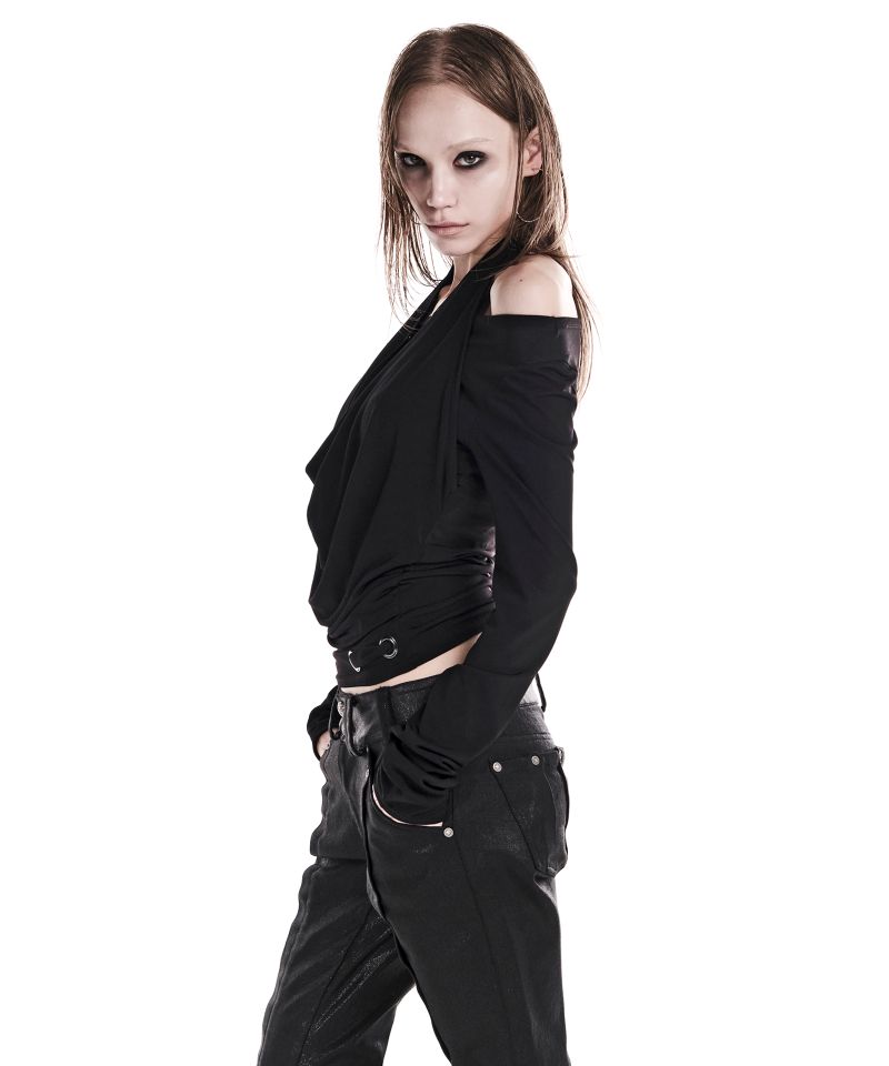 COWL LAYERED LONGSLEEVE TOP