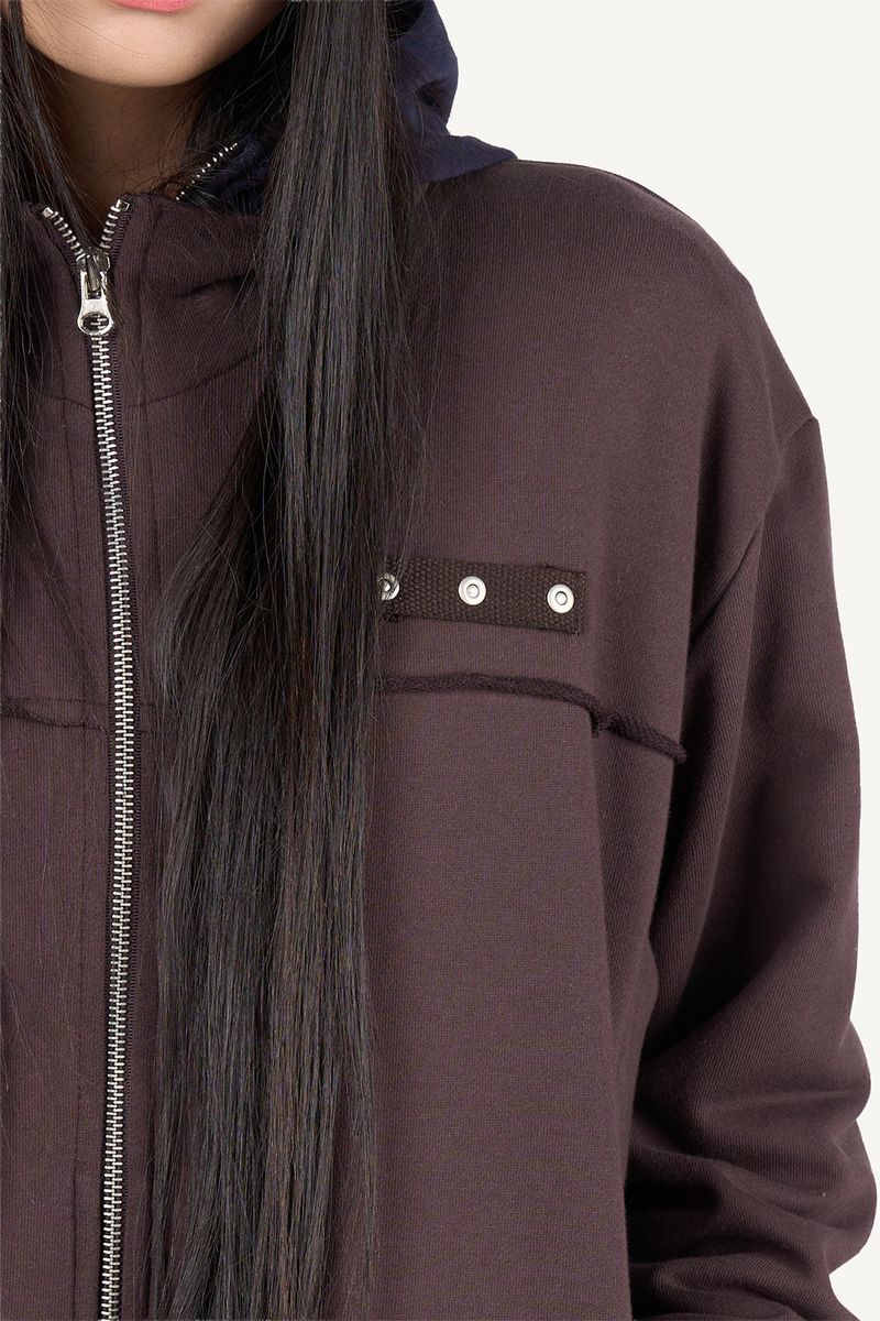 Rivet High-Neck Sweat Zip-Up