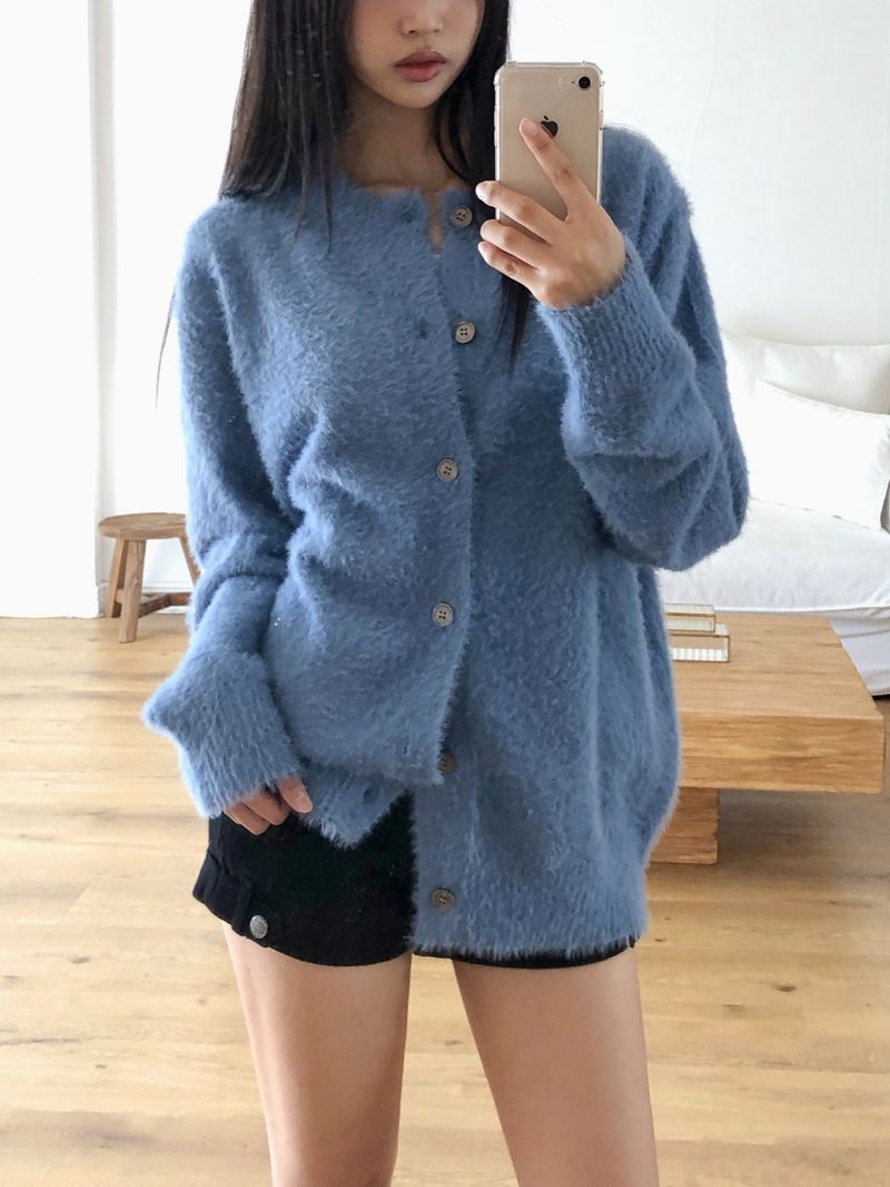 Muno Angora Round-Neck Cardigan