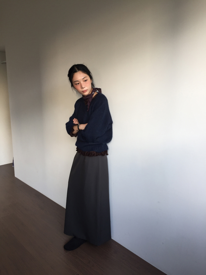 Dart maxi long skirt (2color)
