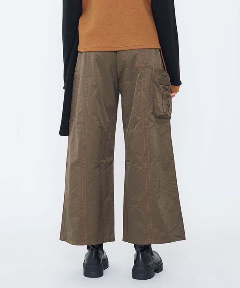COLOR STITCH BAGGY WIDE PANTS