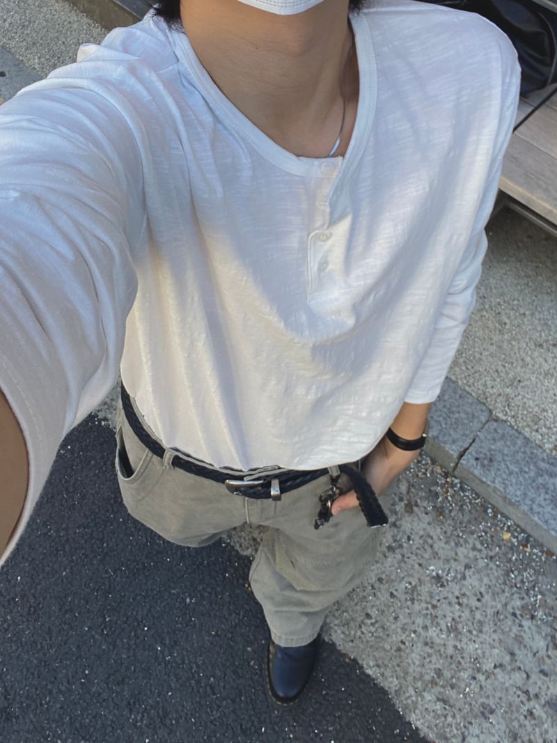 Slub Cotton Henley Neck 5C
